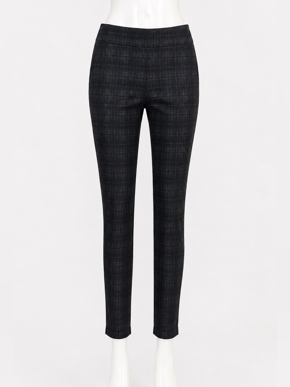Dalia Plaid Ankle Pants Gray Black Stretch Career Pants Medium